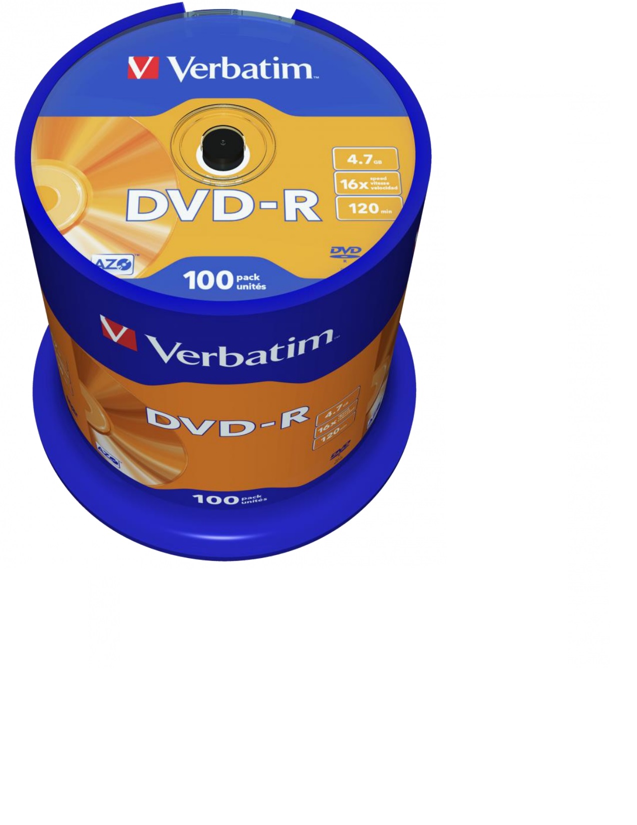 Диск Verbatim DVD-R AZO 4.7GB 16X MATT SILVER SURFACE (Шпиндель-100шт)43549
